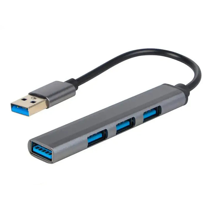 USB Hub 4-Poorts – USB Splitter met 1x USB 3.0 & 3x USB 2.0 – Compacte USB Verlenghub voor Laptop, PC, MacBook en Chromebook – Zilver-Ilumina Benelux