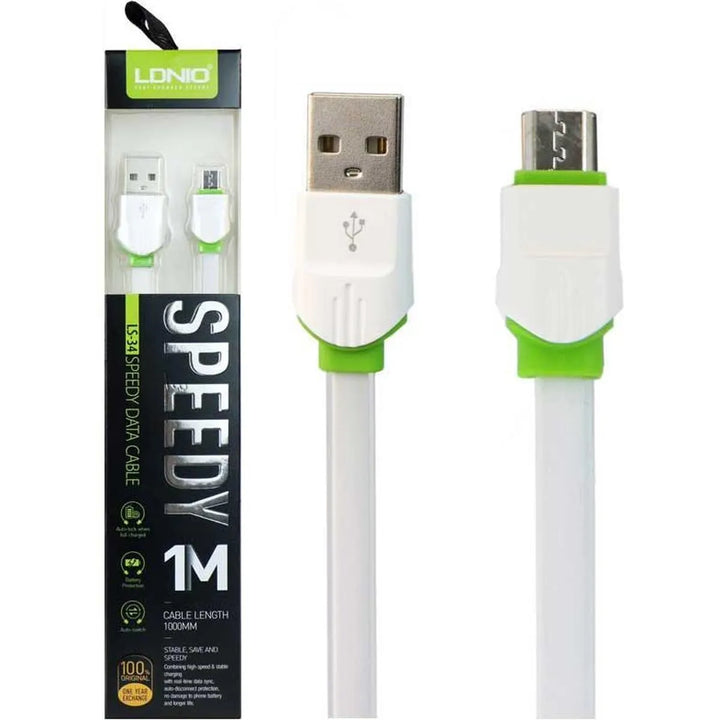 LDNIO LS34 USB-A naar Micro USB Kabel – 1 Meter – 3A Fast Charging Kabel – Wit-Ilumina Benelux