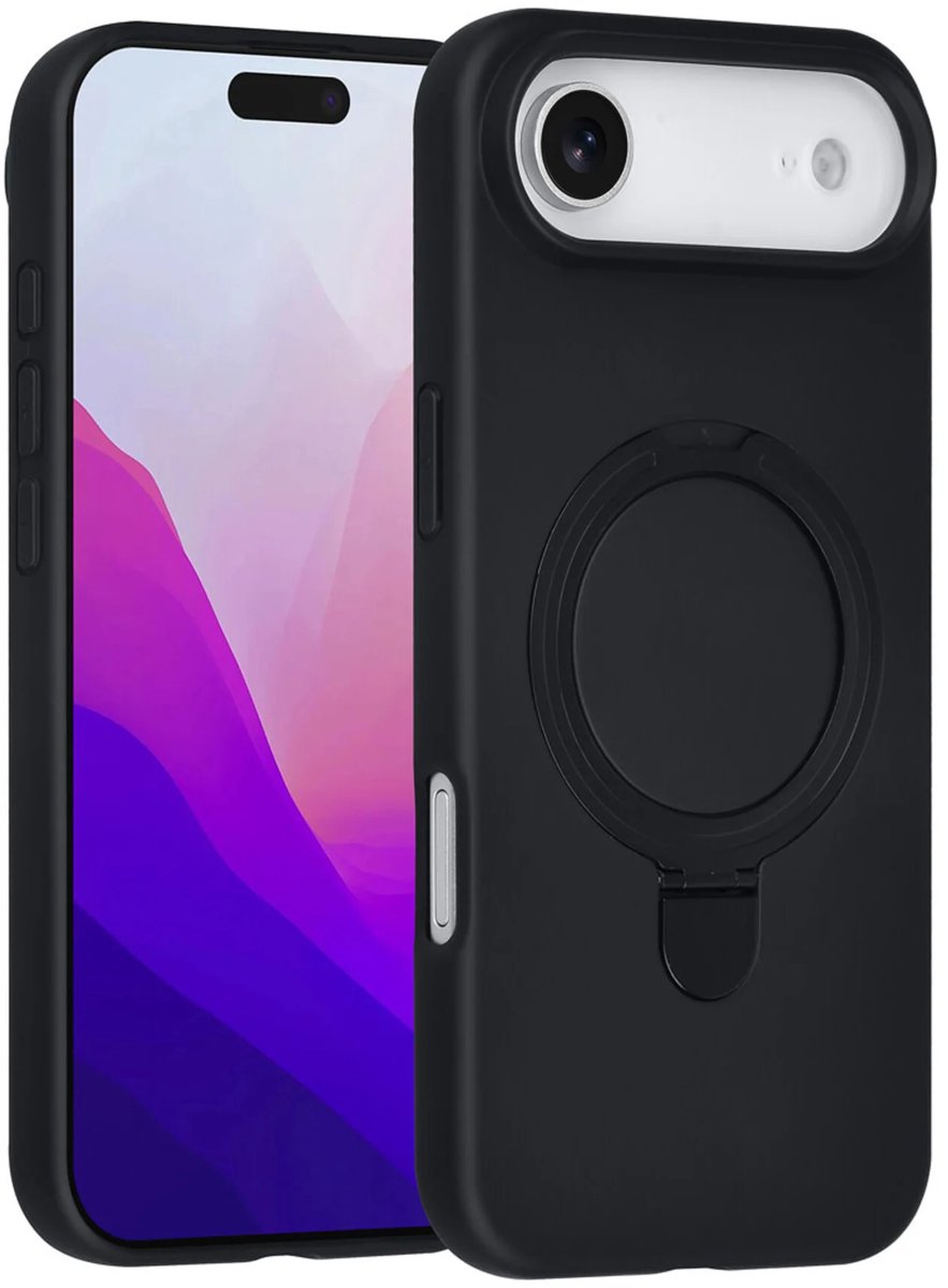 iPhone Air Hoesjes – Siliconen Backcover – Schokbestendig – Ringstandaard – Zwart-Ilumina Benelux