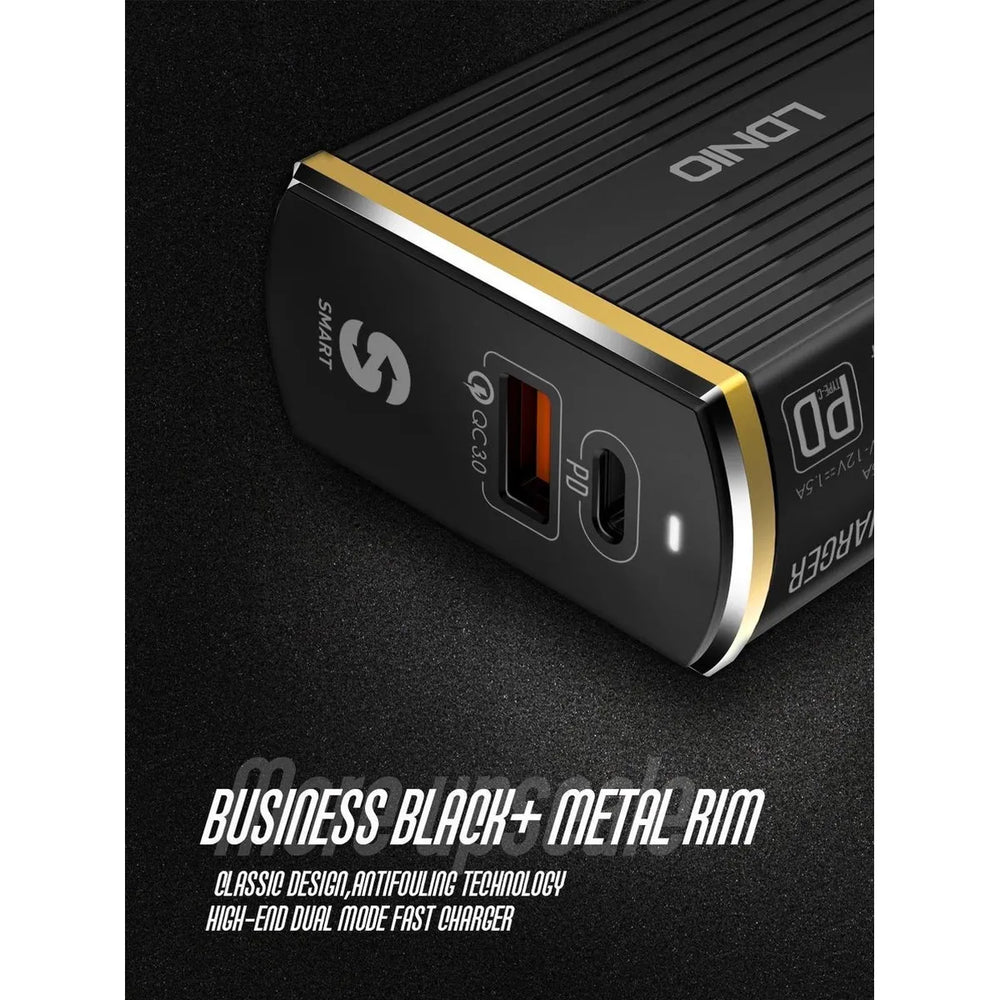 LDNIO A2502C QC 3.0 + USB-C PD Snellader 36W – Dual USB Travel Charger – Zwart-Ilumina Benelux
