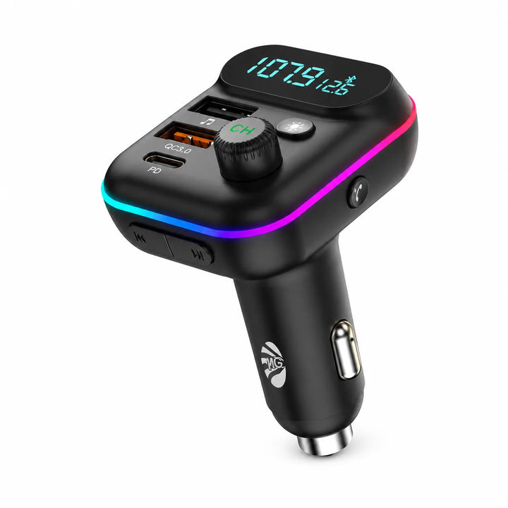 FM Transmitter met Quick Charge 3.0 – USB-C PD 20W – Bluetooth Autolader – RGB Verlichting-Ilumina Benelux