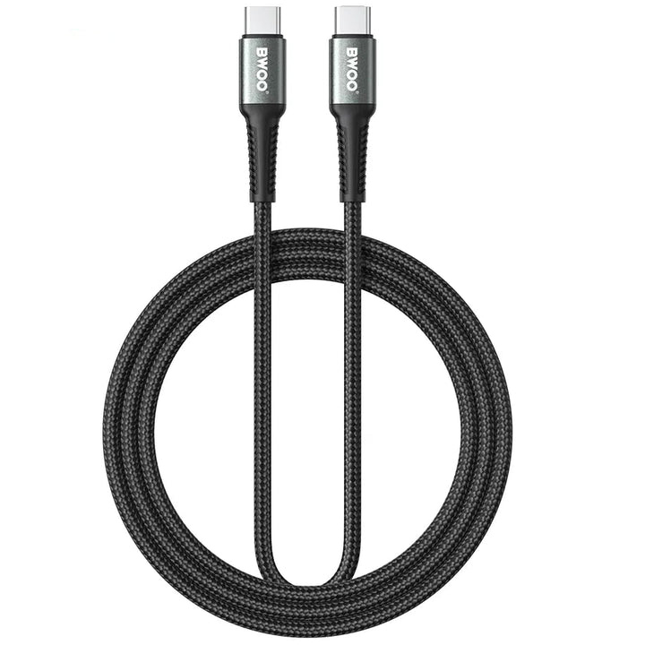 USB-C naar USB-C Kabel – 60W Power Delivery – 5A Snelladen – 2 Meter – Nylon Gevlochten – USB-C Oplaadkabe