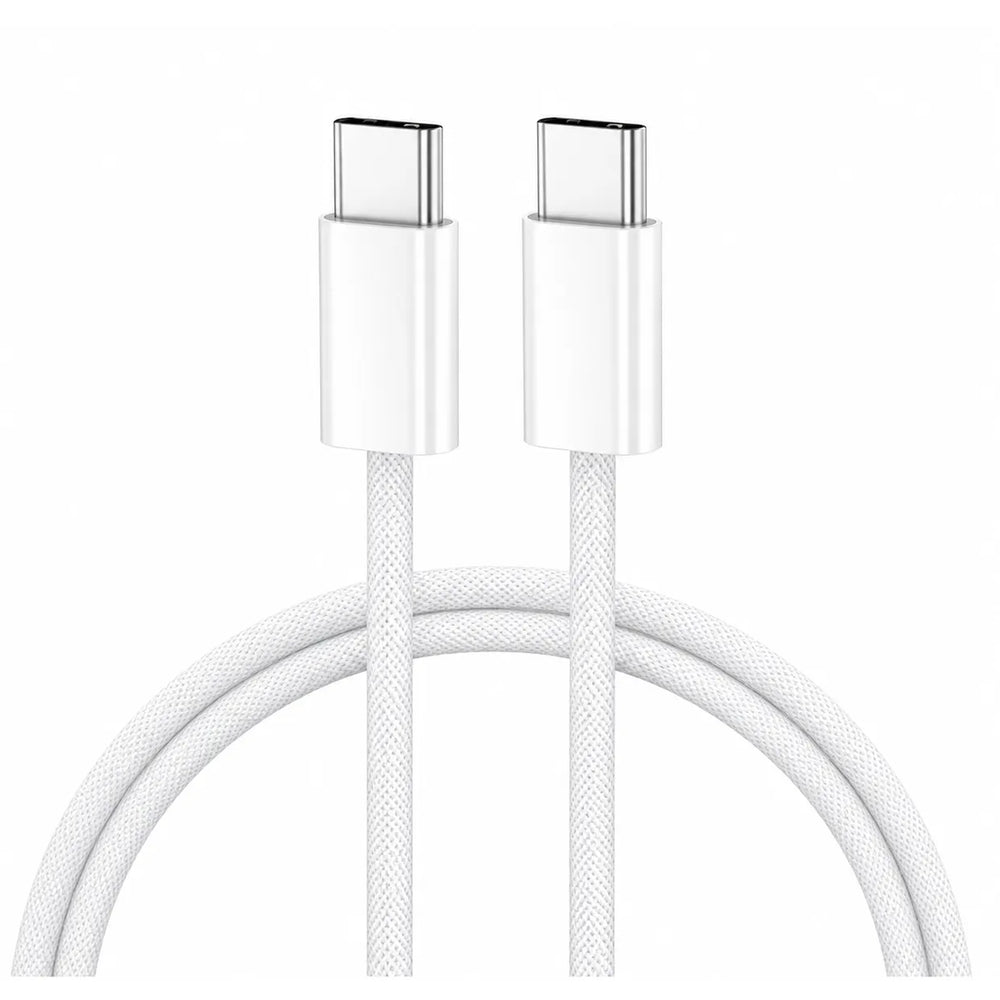 Snellaadkabel – USB-C naar USB-C – 60W – 2 Meter – Nylon Gevlochten – Wit-Ilumina Benelux