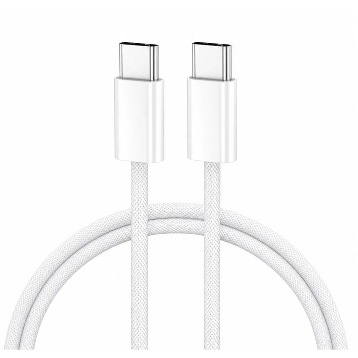 Snellaadkabel – USB-C naar USB-C – 60W – 2 Meter – Nylon Gevlochten – Wit-Ilumina Benelux