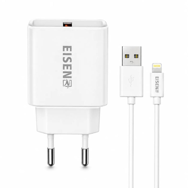 18W Snellader met Lightning Kabel – 2-in-1 Fast Charger voor iPhone & iPad Wit