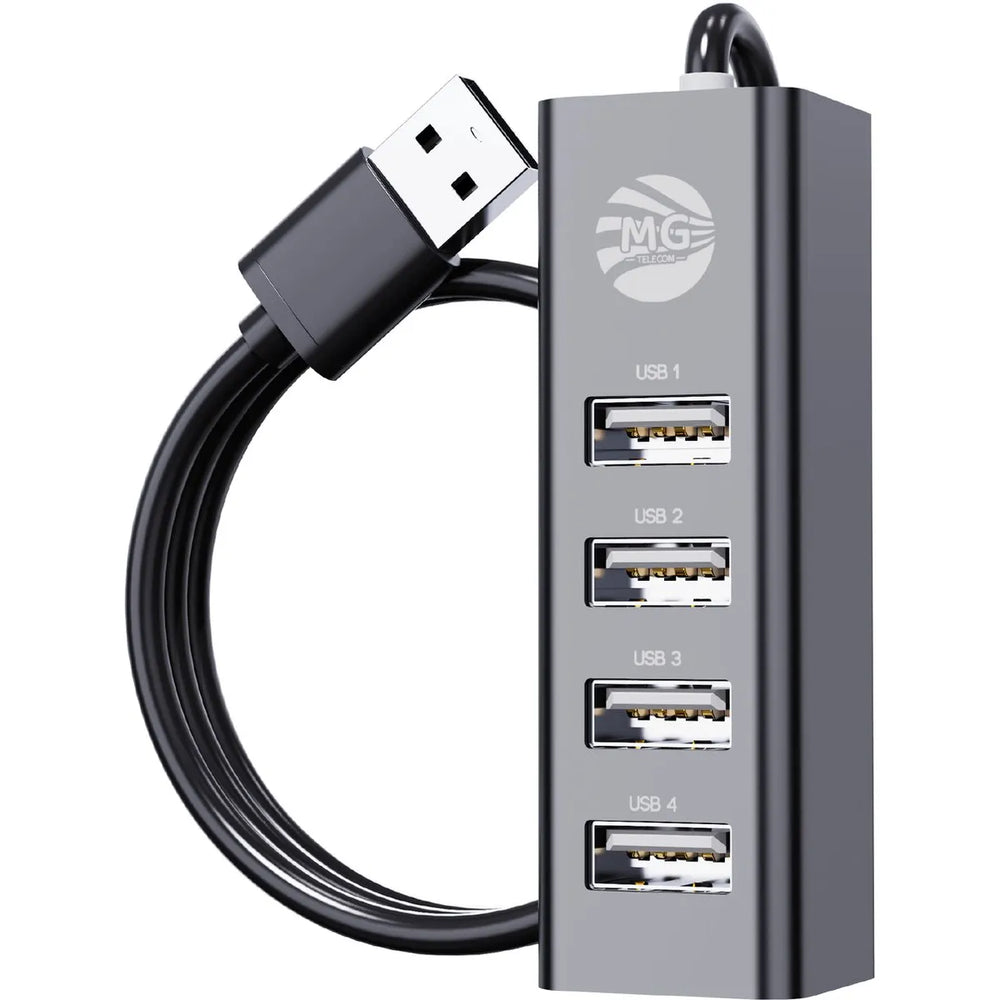 USB Hub – 4 Poorten USB 2.0 – 480Mbps – 0.8 Meter Kabel – Grijs-Ilumina Benelux