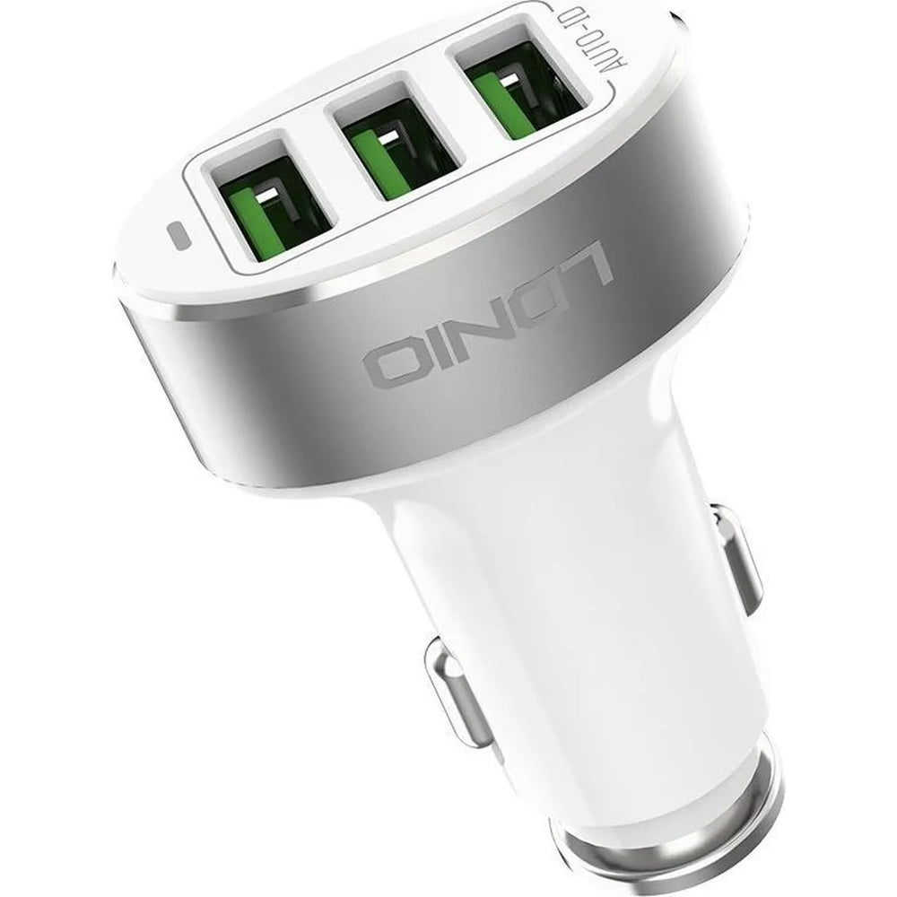 LDNIO C501 3 USB Fast Charge Autolader 5.1A met Lightning Kabel-Ilumina Benelux