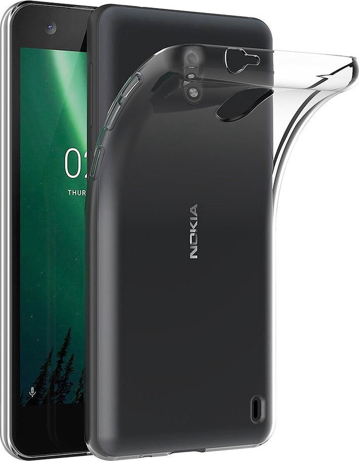 Nokia 2 Hoesjes – Transparante TPU Siliconen Backcover – Soft Case – 2x Screenprotector Gehard Glas – Anti-kras-Ilumina Benelux