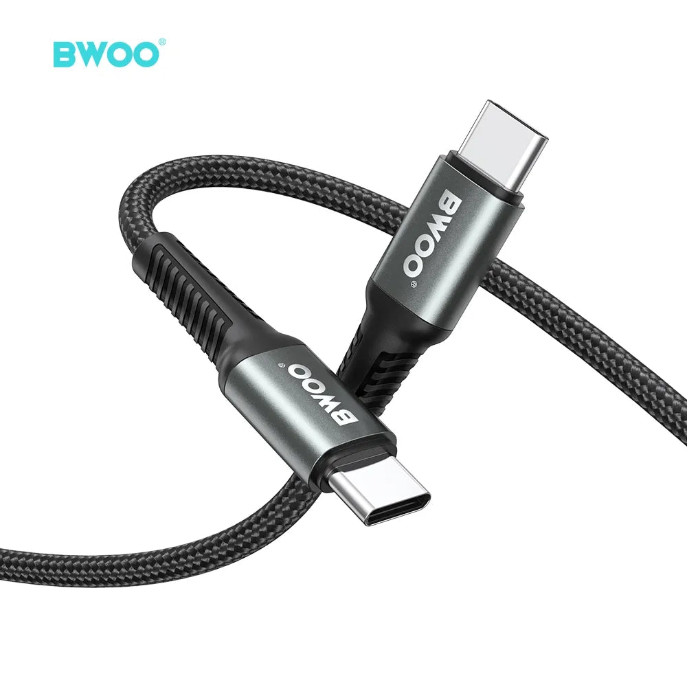 USB-C naar USB-C Kabel – 60W Power Delivery – 5A Snelladen – 2 Meter – Nylon Gevlochten – USB-C Oplaadkabe