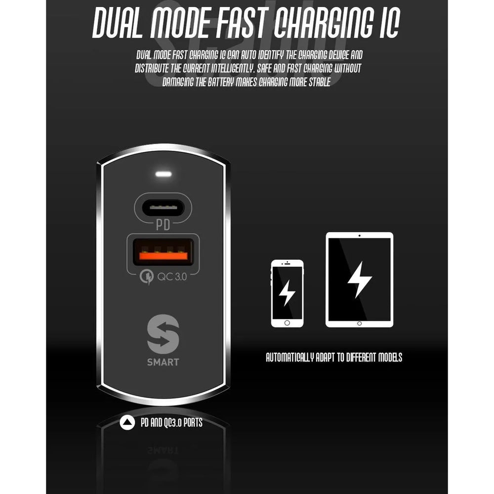 LDNIO A2502C QC 3.0 + USB-C PD Snellader 36W – Dual USB Travel Charger – Zwart-Ilumina Benelux