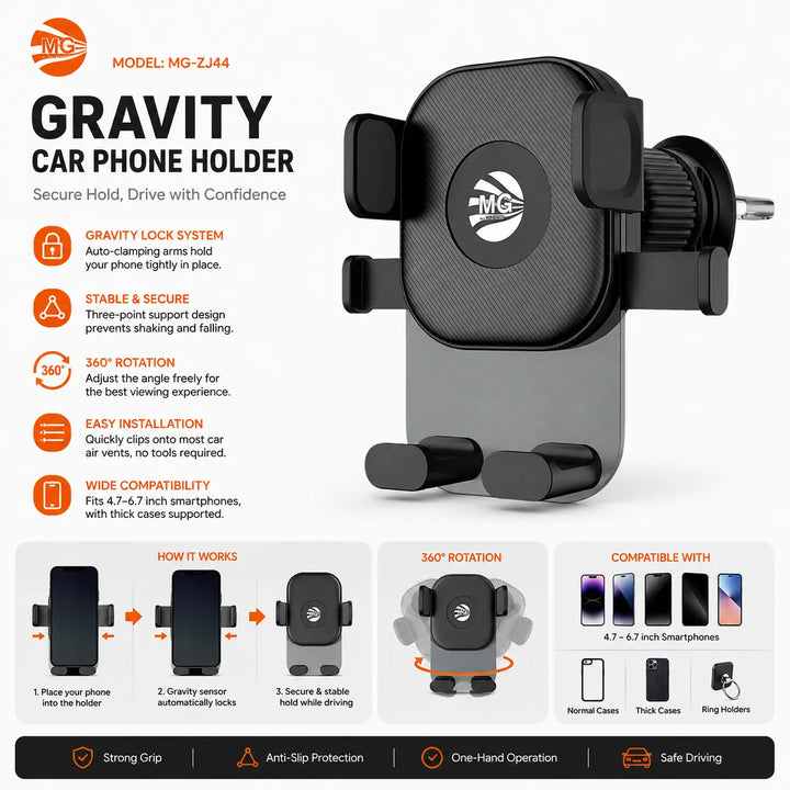 Auto Telefoonhouder voor Luchtrooster – Universele Smartphone Houder – Zwart-Ilumina Benelux