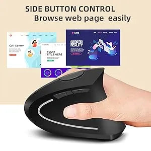 Ergonomische Draadloze Verticale Muis – Oplaadbaar – 6 Knoppen – 800/1200/1600 DPI – USB Ontvanger