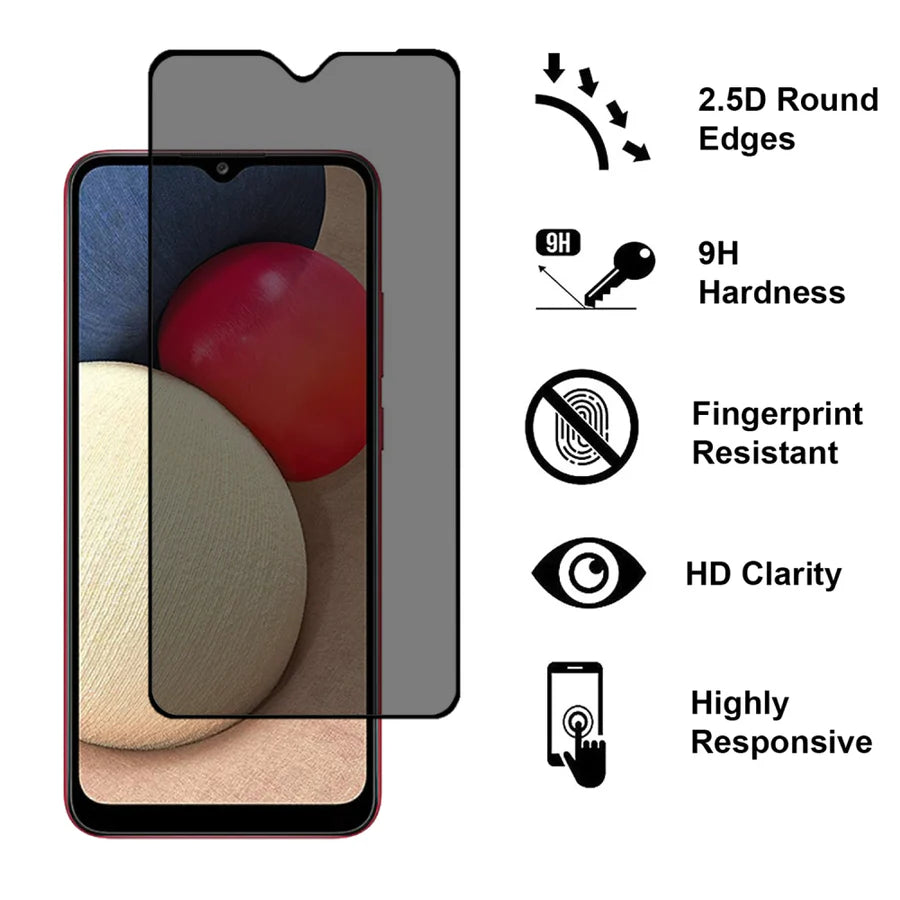 Samsung Galaxy A03s Screenprotector Gehard 9H – Privacy – Glas-Ilumina Benelux