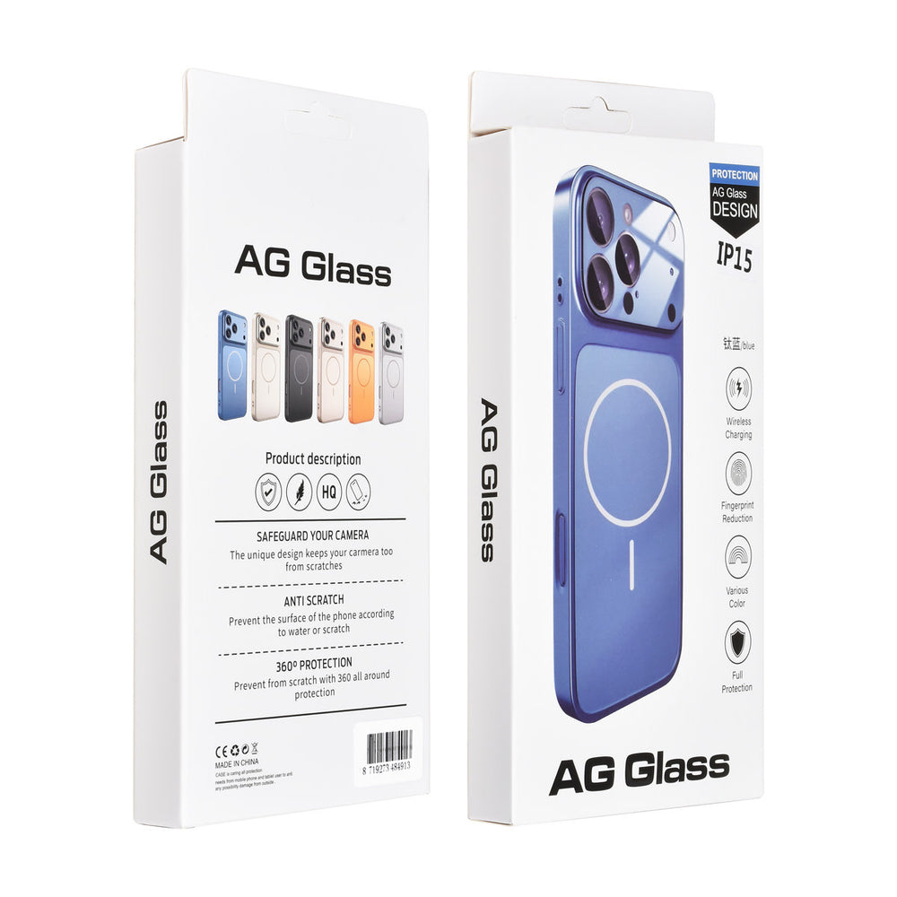 AG Matte Glass iPhone 15 Backcover hoesje - Magsafe full protection cover - Blauw-Hoesjes-Ilumina Benelux