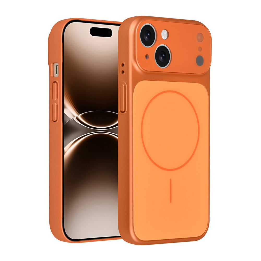 AG Matte Glass iPhone 15 Backcover hoesje - Magsafe full protection cover - Oranje-Hoesjes-Ilumina Benelux