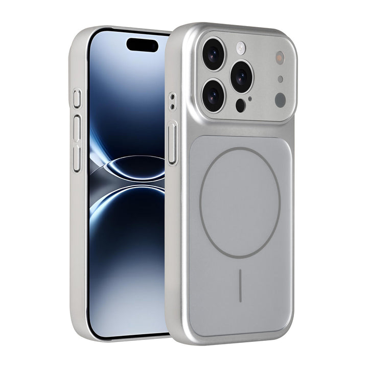 AG Matte Glass iPhone 15 Pro Backcover hoesje - Magsafe full protection cover - Zilver-Hoesjes-Ilumina Benelux