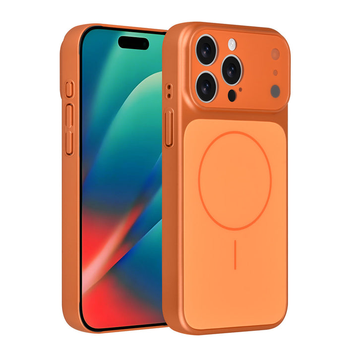 AG Matte Glass iPhone 15 Pro Max Backcover hoesje - Magsafe full protection cover - Oranje-Hoesjes-Ilumina Benelux