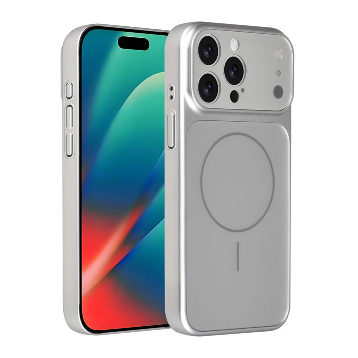 AG Matte Glass iPhone 15 Pro Max Backcover hoesje - Magsafe full protection cover - Zilver-Hoesjes-Ilumina Benelux