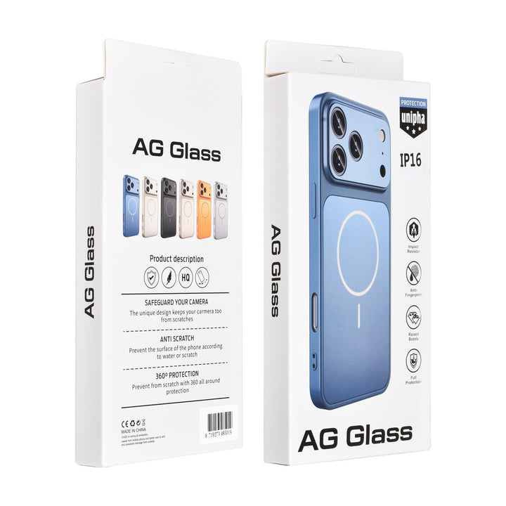 AG Matte Glass iPhone 16 Backcover hoesje - Magsafe full protection cover - Blauw-Hoesjes-Ilumina Benelux