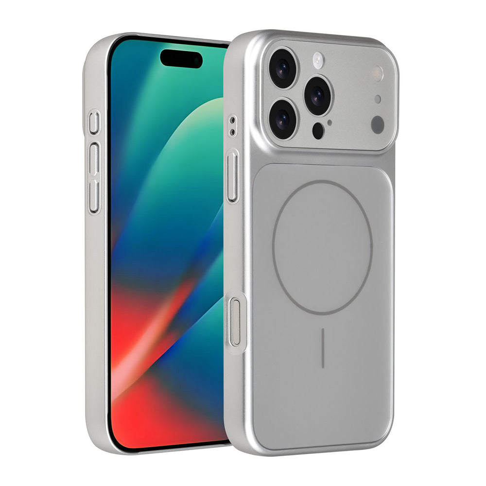 AG Matte Glass iPhone 16 Pro Max Backcover hoesje - Magsafe full protection cover - Zilver-Hoesjes-Ilumina Benelux