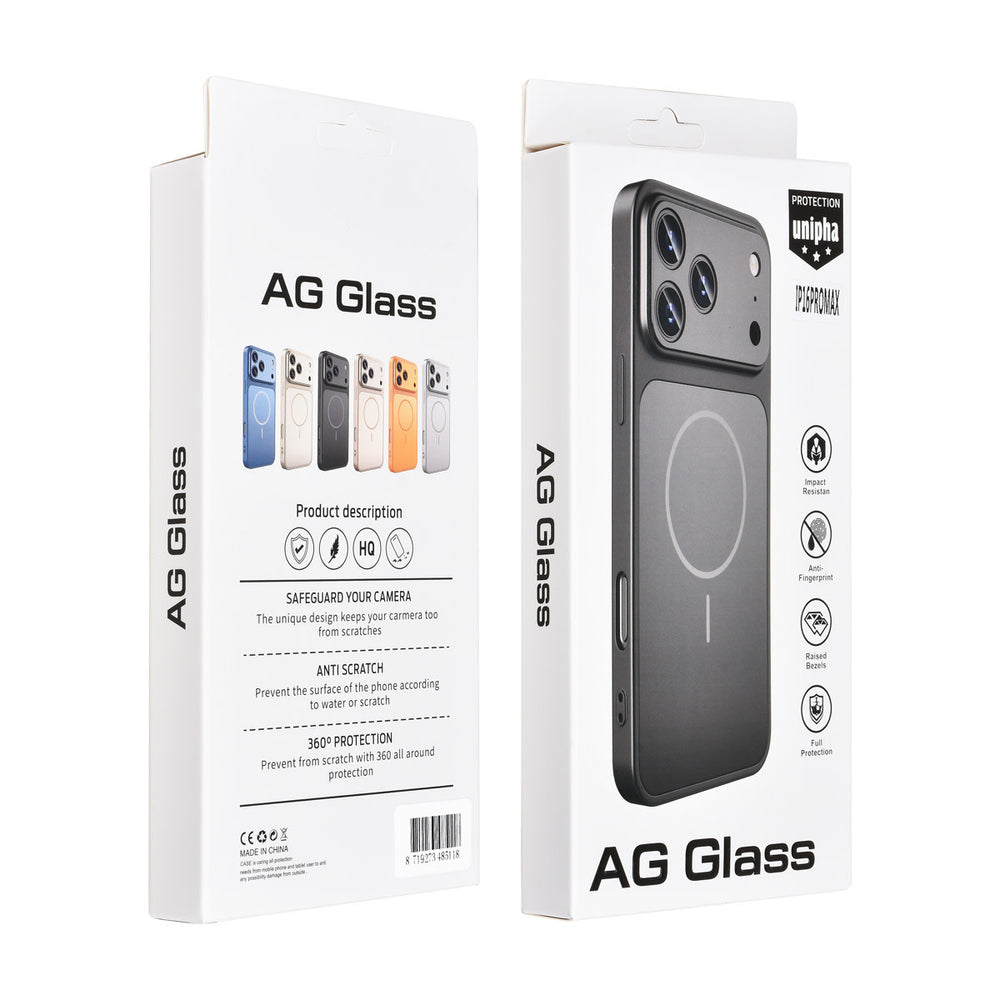 AG Matte Glass iPhone 16 Pro Max Backcover hoesje - Magsafe full protection cover - Zwart-Hoesjes-Ilumina Benelux