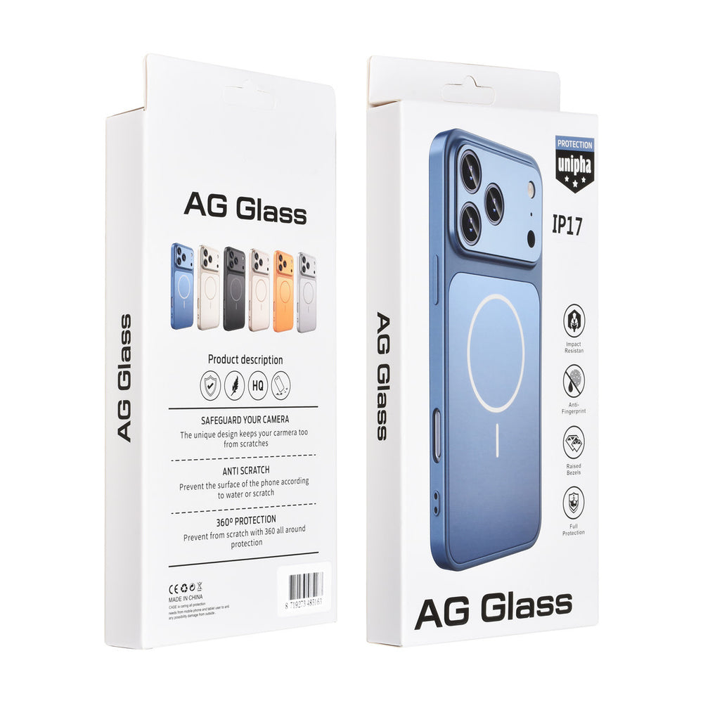 AG Matte Glass iPhone 17 Backcover hoesje - Magsafe full protection cover - Blauw-Hoesjes-Ilumina Benelux
