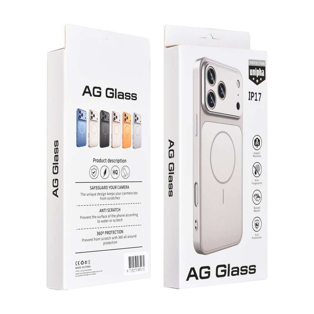 AG Matte Glass iPhone 17 Backcover hoesje - Magsafe full protection cover - Zilver-Hoesjes-Ilumina Benelux