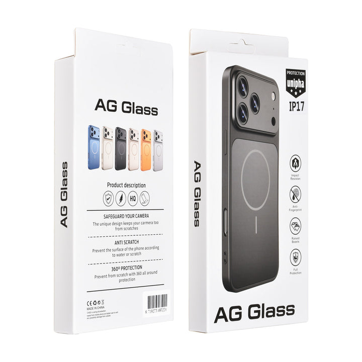 AG Matte Glass iPhone 17 Backcover hoesje - Magsafe full protection cover - Zwart-Hoesjes-Ilumina Benelux