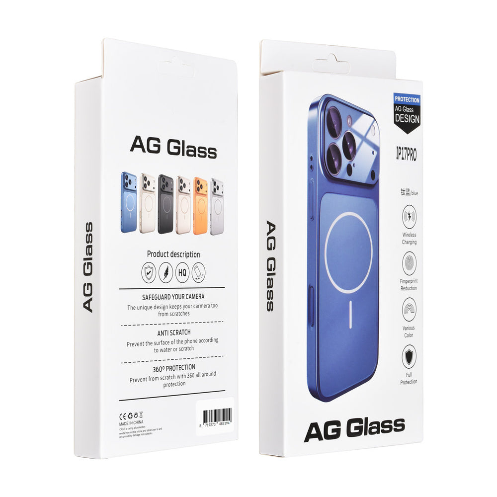 AG Matte Glass iPhone 17 Pro Backcover hoesje - Magsafe full protection cover - Blauw-Hoesjes-Ilumina Benelux