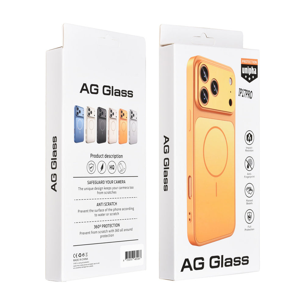 AG Matte Glass iPhone 17 Pro Backcover hoesje - Magsafe full protection cover - Oranje-Hoesjes-Ilumina Benelux