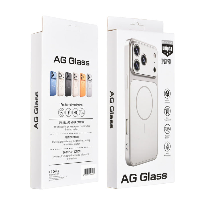 AG Matte Glass iPhone 17 Pro Backcover hoesje - Magsafe full protection cover - Zilver-Hoesjes-Ilumina Benelux