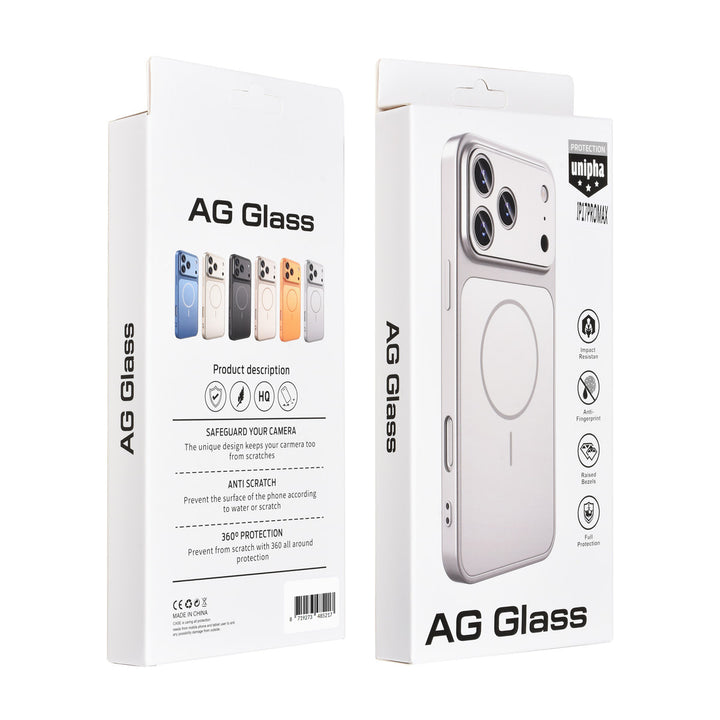 AG Matte Glass iPhone 17 Pro Max Backcover hoesje - Magsafe full protection cover - Zilver-Hoesjes-Ilumina Benelux