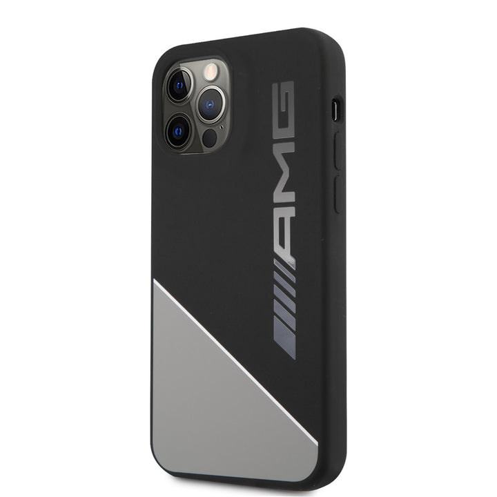AMG iPhone 12 - 12 Pro Backcover hoesje - Silicone - Two Tones White Line - Grijs-Hoesjes-Ilumina Benelux