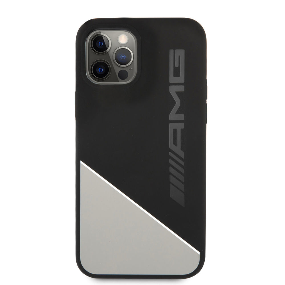 AMG iPhone 12 - 12 Pro Backcover hoesje - Silicone - Two Tones White Line - Grijs-Hoesjes-Ilumina Benelux
