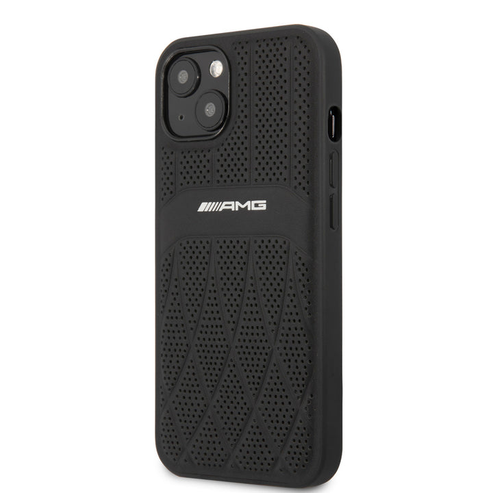 AMG iPhone 13 & 14 Backcover hoesje - Leather with Curved Lines - Zwart-Hoesjes-Ilumina Benelux