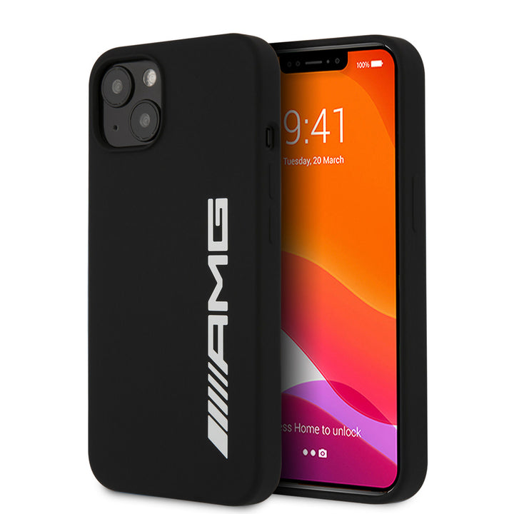 AMG iPhone 13 & 14 Backcover hoesje - Silicone - Big White Logo - Zwart-Hoesjes-Ilumina Benelux