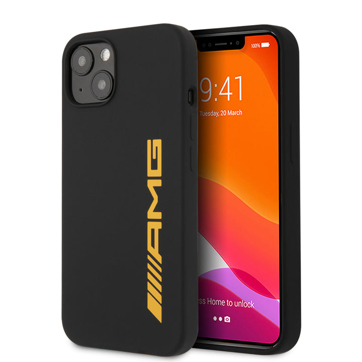 AMG iPhone 13 & 14 Backcover hoesje - Silicone - Big Yellow Logo - Zwart-Hoesjes-Ilumina Benelux