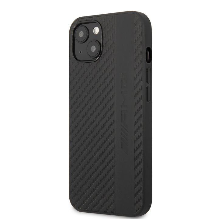 AMG iPhone 13 Mini Hardcase Backcover hoesje - Grey Stripe - Embossed Logo - Zwart-Hoesjes-Ilumina Benelux