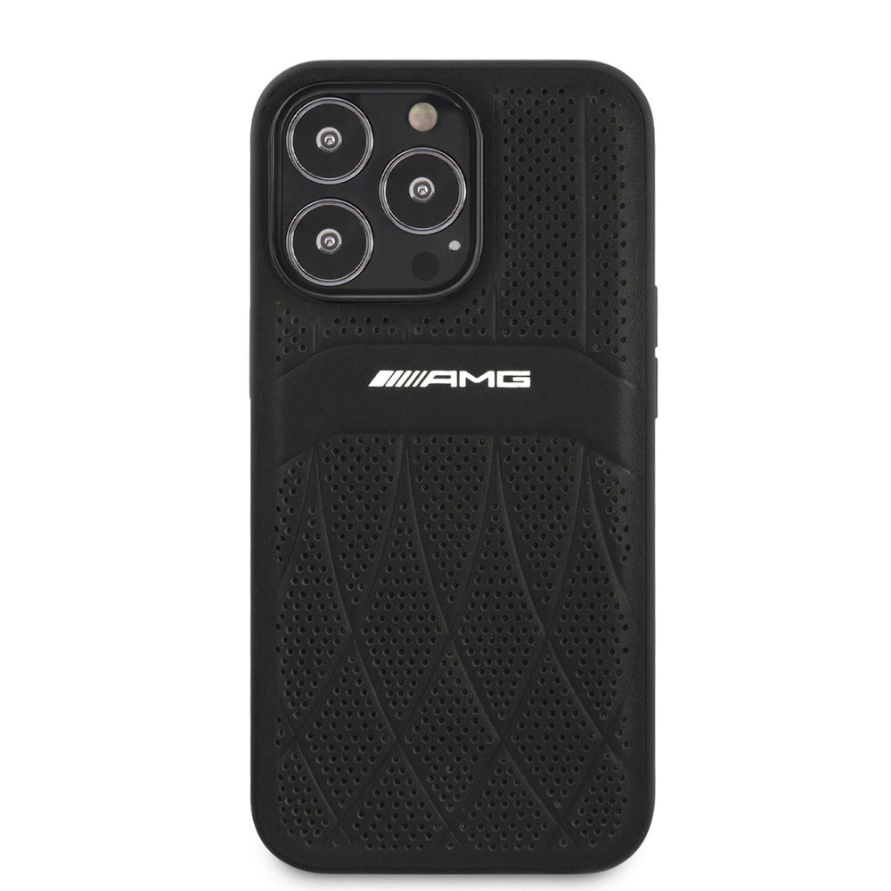 AMG iPhone 13 Pro Backcover hoesje - Leather with Curved Lines - Zwart-Hoesjes-Ilumina Benelux