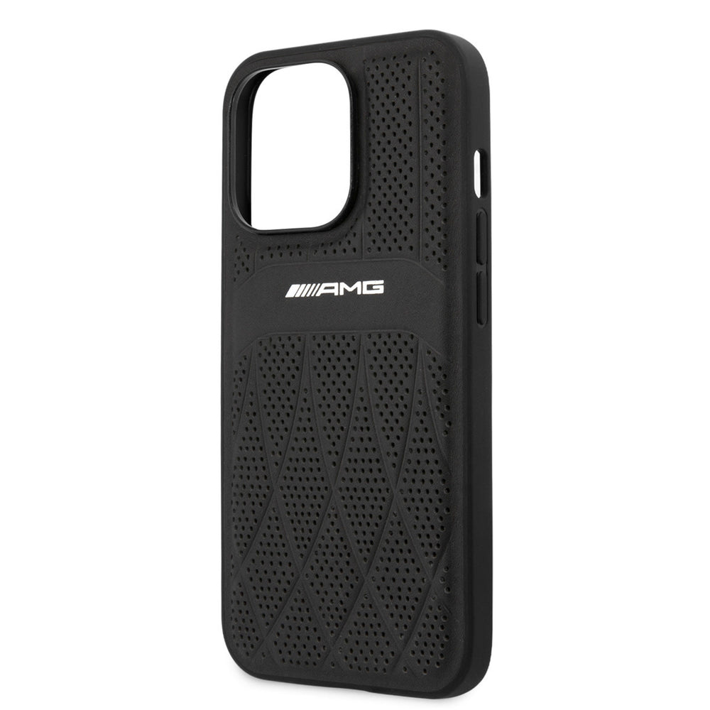 AMG iPhone 13 Pro Backcover hoesje - Leather with Curved Lines - Zwart-Hoesjes-Ilumina Benelux