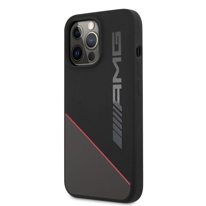 AMG iPhone 13 Pro Backcover hoesje - Silicone - Two Tones Red Line - Zwart-Hoesjes-Ilumina Benelux