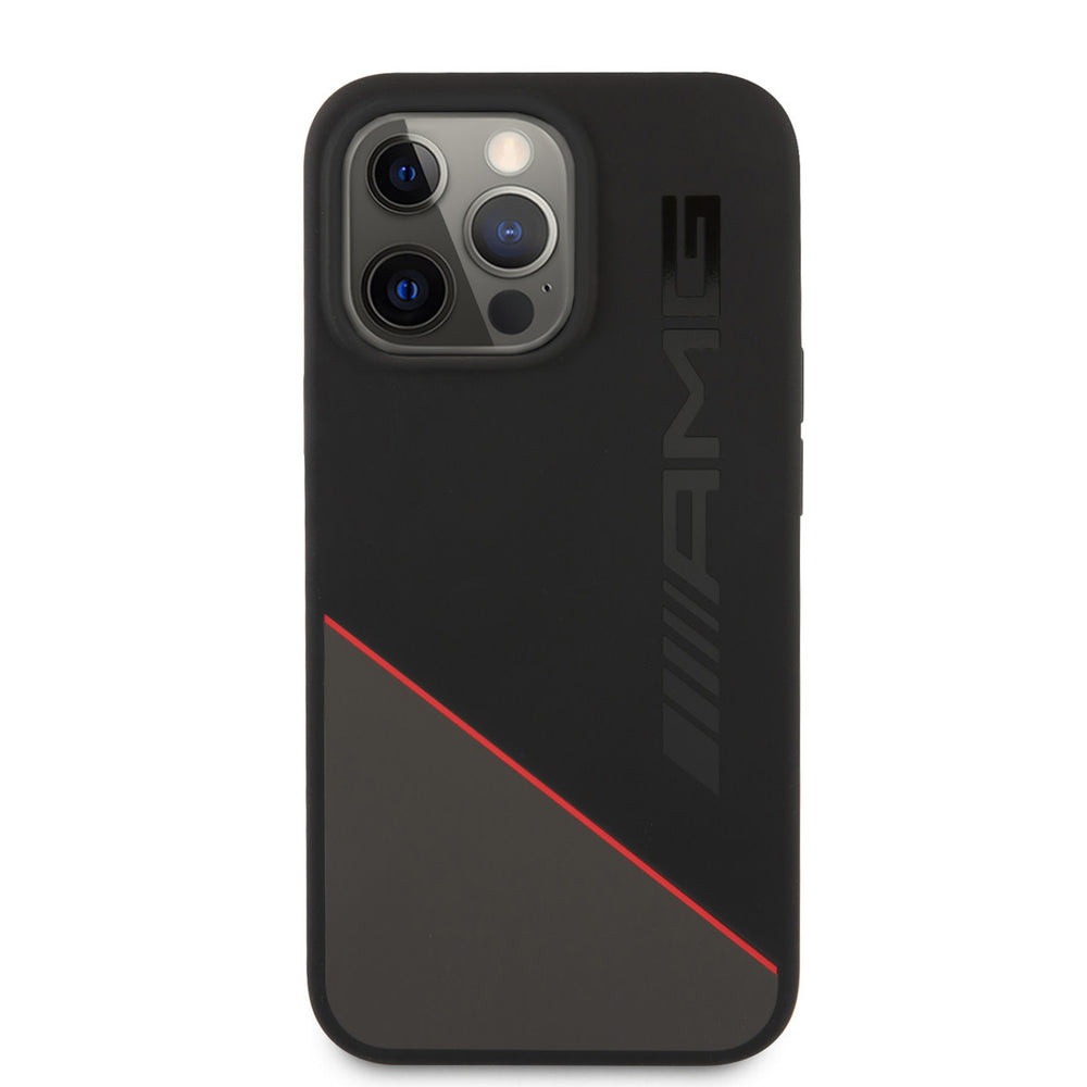 AMG iPhone 13 Pro Backcover hoesje - Silicone - Two Tones Red Line - Zwart-Hoesjes-Ilumina Benelux
