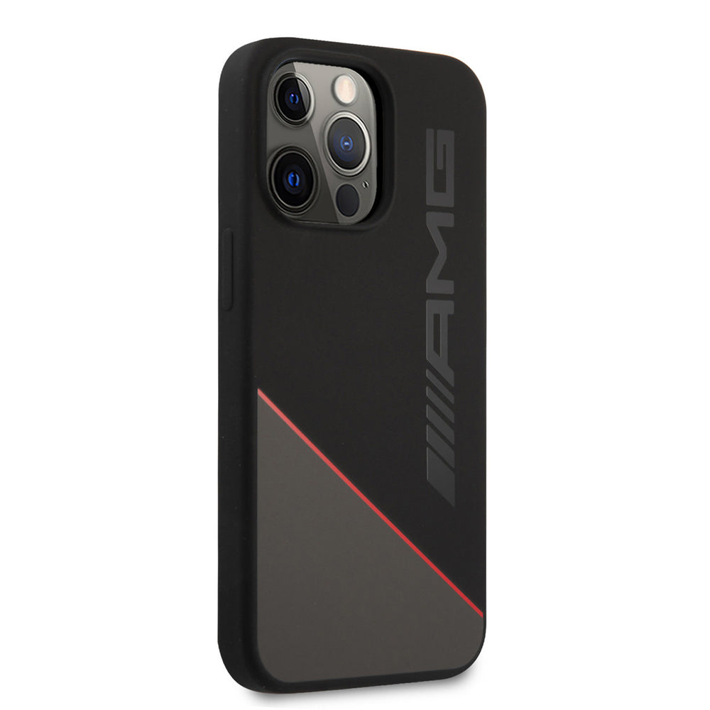 AMG iPhone 13 Pro Backcover hoesje - Silicone - Two Tones Red Line - Zwart-Hoesjes-Ilumina Benelux