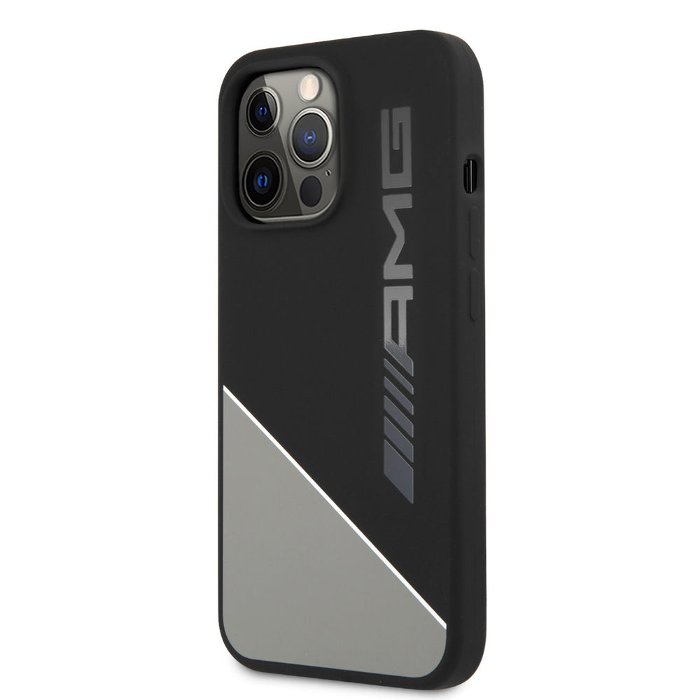 AMG iPhone 13 Pro Backcover hoesje - Silicone - Two Tones White Line - Grijs-Hoesjes-Ilumina Benelux