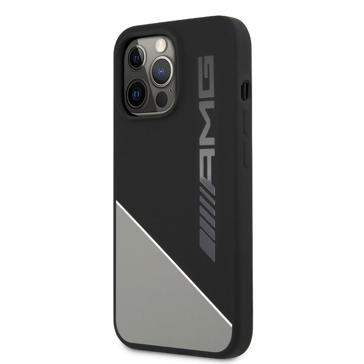 AMG iPhone 13 Pro Backcover hoesje - Silicone - Two Tones White Line - Grijs-Hoesjes-Ilumina Benelux