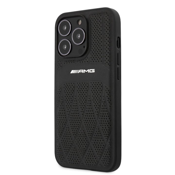 AMG iPhone 13 Pro Max Backcover hoesje - Leather with Curved Lines - Zwart-Hoesjes-Ilumina Benelux
