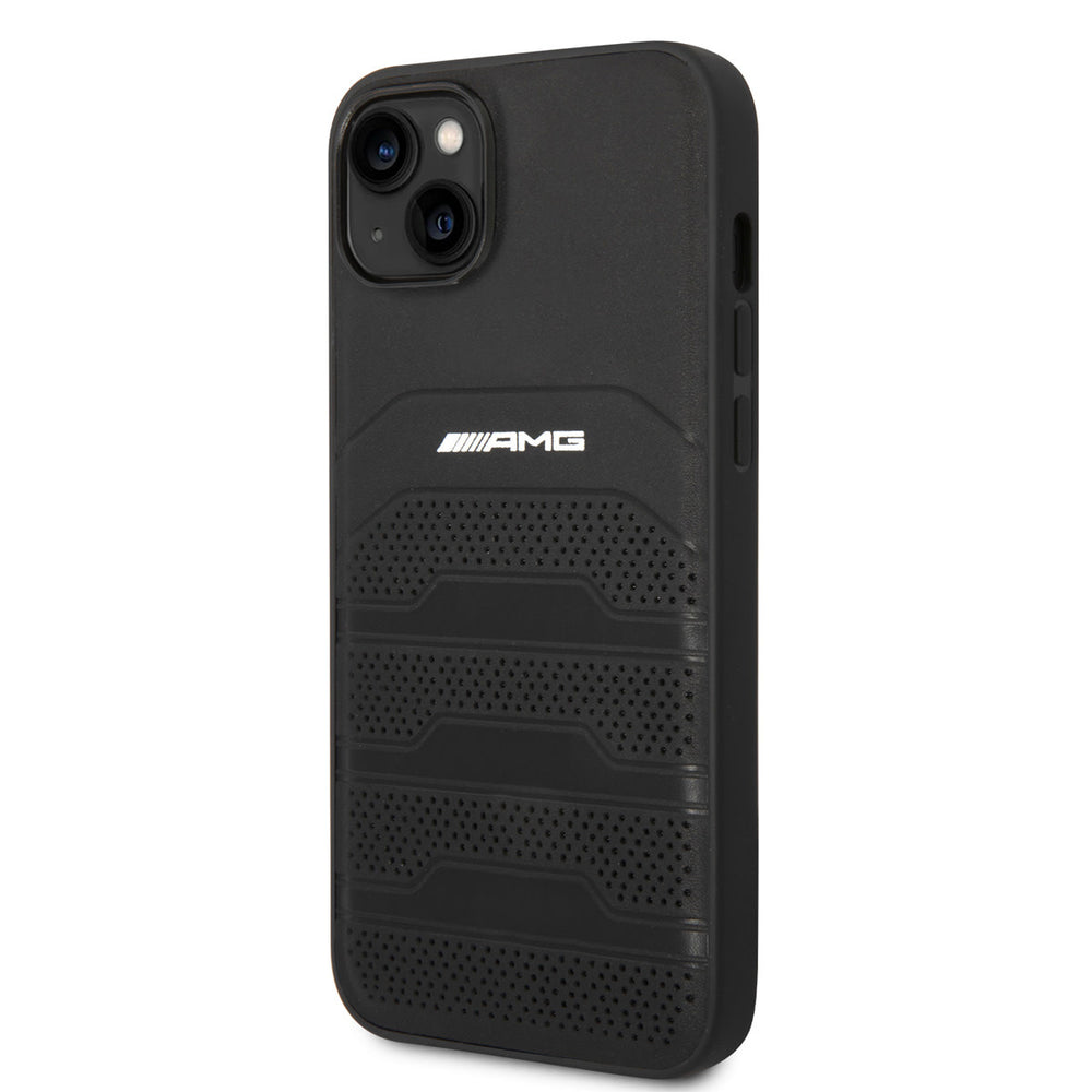 AMG iPhone 14 & 13 Backcover hoesje - Debossed Lines - White Logo - Zwart-Hoesjes-Ilumina Benelux