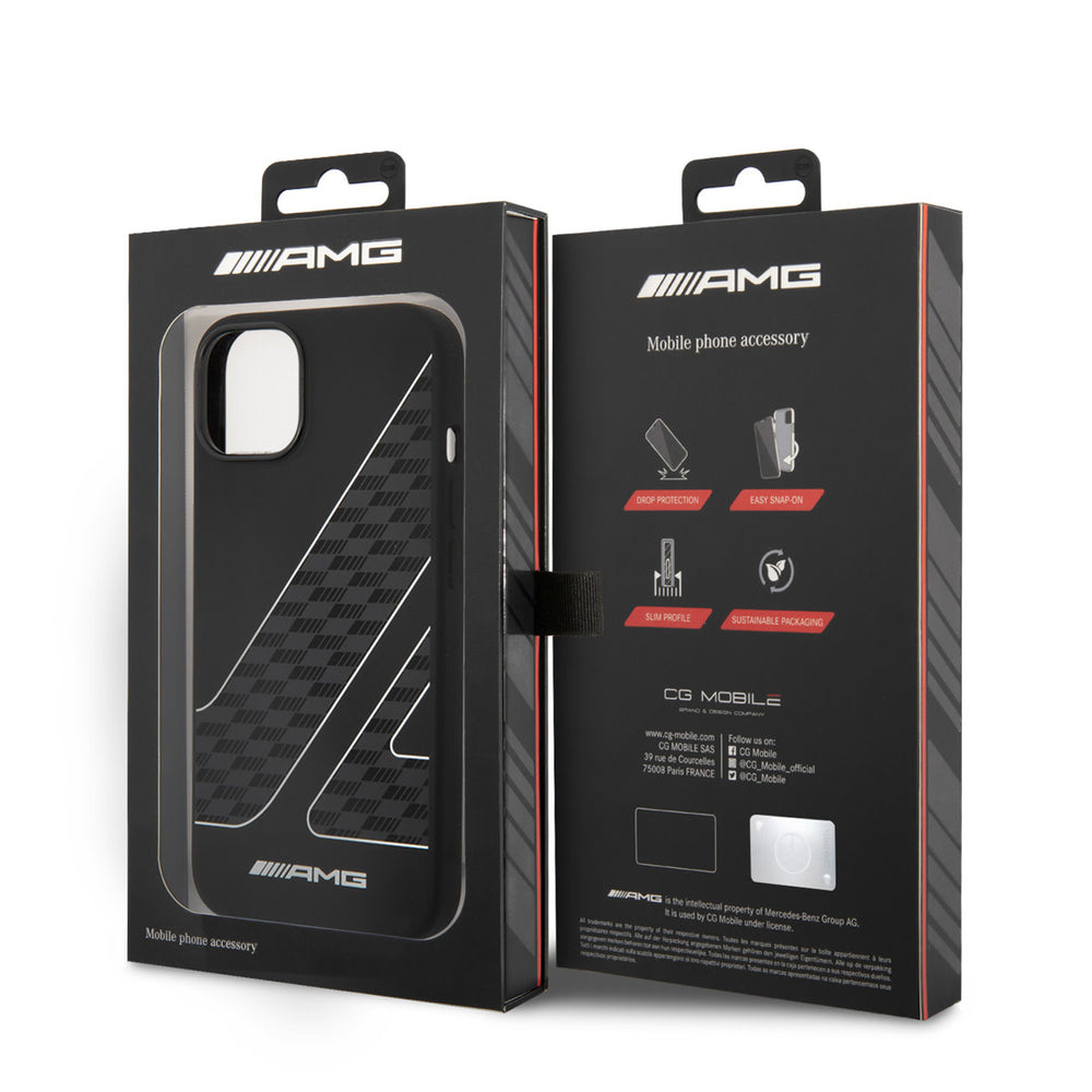 AMG iPhone 14 & 13 Backcover hoesje - Double Layer - Checkered Flag Pattern - Zwart-Hoesjes-Ilumina Benelux