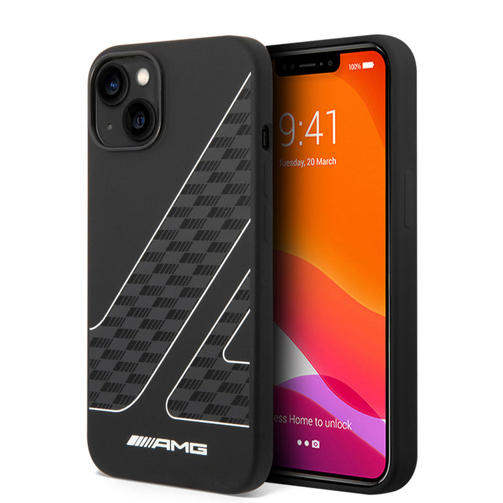 AMG iPhone 14 & 13 Backcover hoesje - Double Layer - Checkered Flag Pattern - Zwart-Hoesjes-Ilumina Benelux