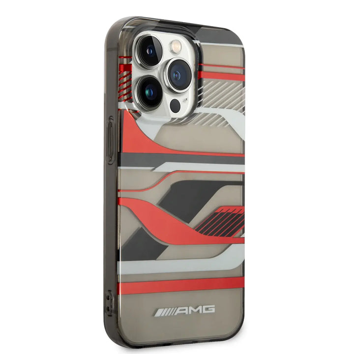AMG iPhone 14 & 13 Backcover hoesje - Double Layer - Expressive Red Graphic Design - Transparant-Hoesjes-Ilumina Benelux